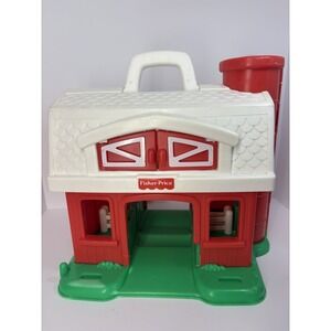 1995 Fisher Price Little People Farmyard Barn W Silo Stalls Hayloft Feeding Bin